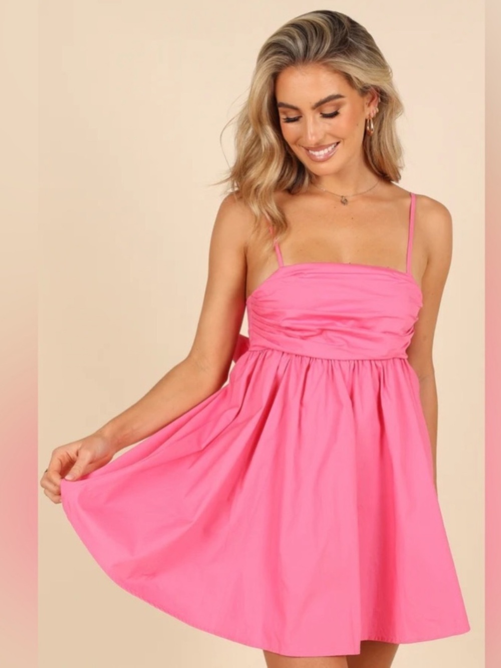 Petal + Pup pink bow back babydoll mini dress NWT size Small